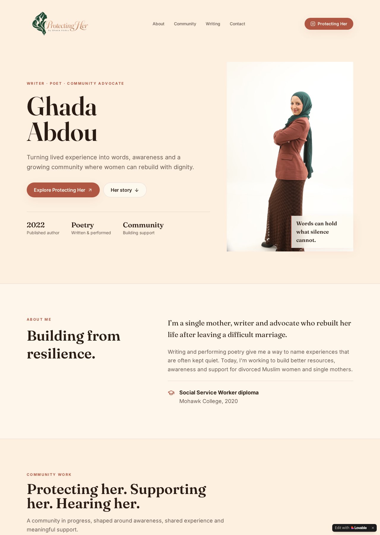 Ghada Abdou website homepage